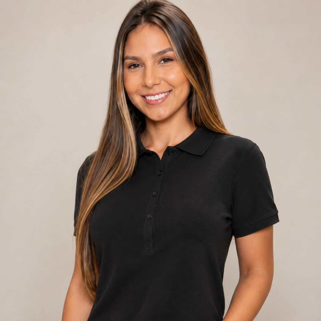 Polo feminina · Regular · gola estruturada